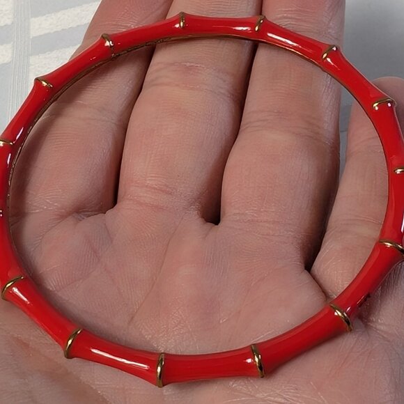BRACELET BANGLE RED METAL BAMBOO STYLE WOMAN FASHION WEAR WOMEN CASUAL JEWELRY - Picture 13 of 15